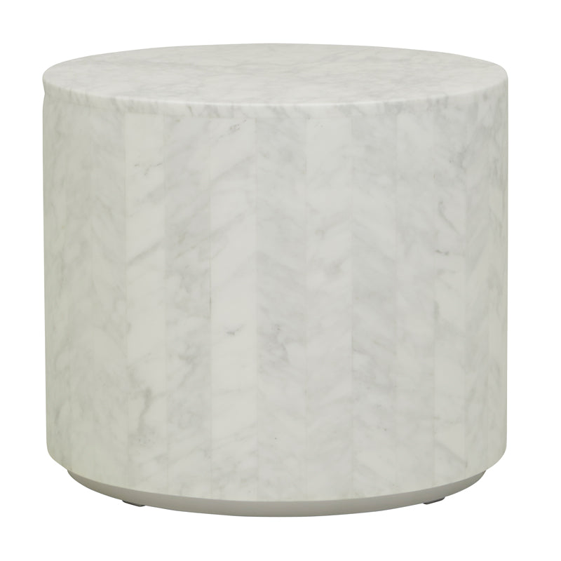 Elle Round Block Side Table - White